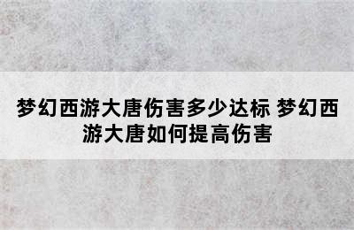 梦幻西游大唐伤害多少达标 梦幻西游大唐如何提高伤害